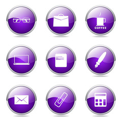 Office Work Violet Vector Button Icon Design Set