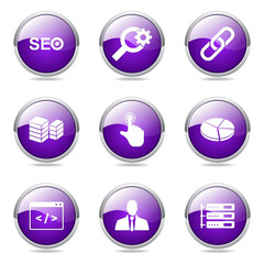 SEO Internet Sign Violet Vector Button Icon Design Set 11