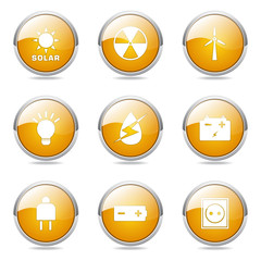 Energy Sign And Symbol Yellow Vector Button Icon