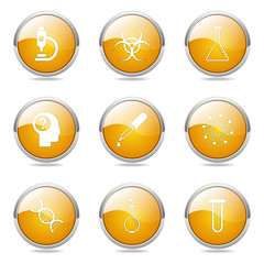 Science Instruments Yellow Vector Button Icon Design Set