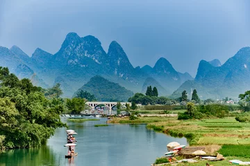 Abwaschbare Fototapete Guilin li-Fluss Guilin Yangshuo Guangxi China