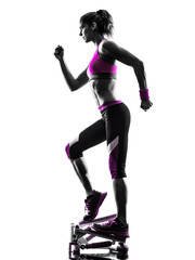 woman fitness stepper  exercises silhouette