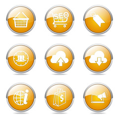 SEO Internet Sign Yellow Vector Button Icon Design Set 7