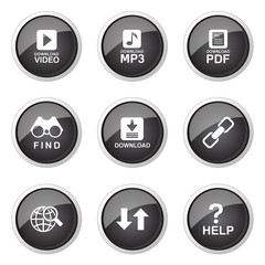 Multimedia Web Internet Black Vector Button Icon Design Set