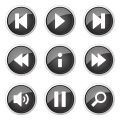 Multimedia Controller Black Vector Button Icon Design Set