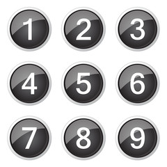 Numbers Counting Black Vector Button Icon Design Set