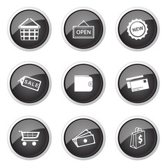Shopping Sign Black Vector Button Icon Design Set 2