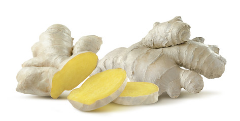 Ginger root horizontal composition isolated on white background