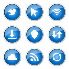 Web Internet Social Blue Vector Button Icon Design Set