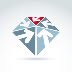 Vector abstract 3D  icon with five arrow, abstract symbol, desig