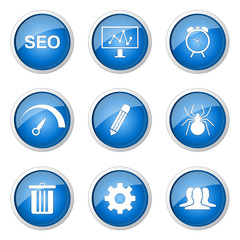 SEO Internet Sign Blue Vector Button Icon Design Set 8
