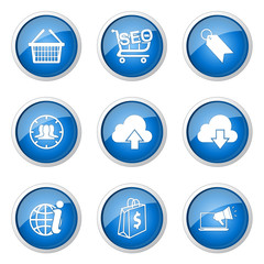 SEO Internet Sign Blue Vector Button Icon Design Set 7