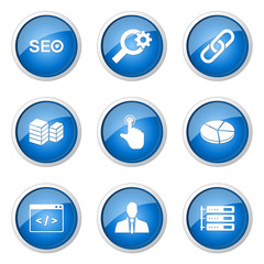SEO Internet Sign Blue Vector Button Icon Design Set 11