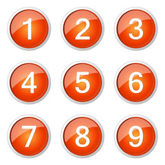 Numbers Counting Orange Vector Button Icon Design Set