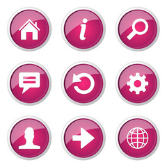 Web Internet Pink Vector Button Icon Design Set