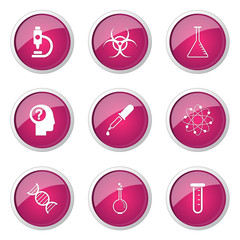 Science Instruments Pink Vector Button Icon Design Set