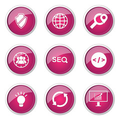 SEO Internet Sign Pink Vector Button Icon Design Set 2