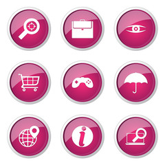 SEO Internet Sign Pink Vector Button Icon Design Set 10