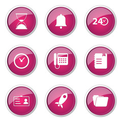 Time Duration Pink Vector Button Icon Design Set