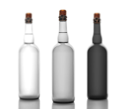 Set of gray ,glass bottles c tube, isolated on white background