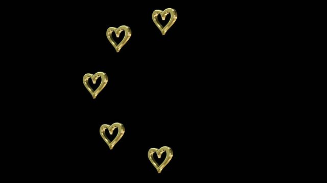 wedding arrangement of rotating hearts on a black background