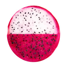 concept balance of slice red and white dragon fruit, Pitaya or C
