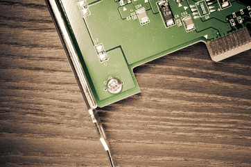 green printed circuit board deatil