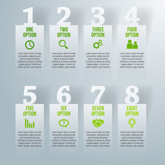 One to eight, list of options, progress background