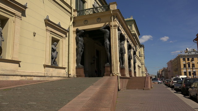 The Sculpture Of Atlantean. Saint-Petersburg. 4K.