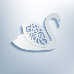 Decorative swan with shadow, 3d effect.
