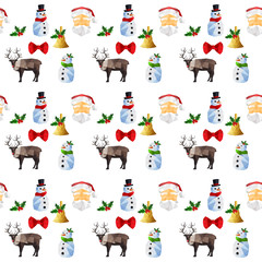 Seamless pattern with origami christmas objects
