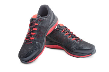 Sport black sneakers for running isolated on white