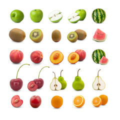 Set of fruits isolated on white