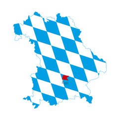 Bavaria, map - Munich marked