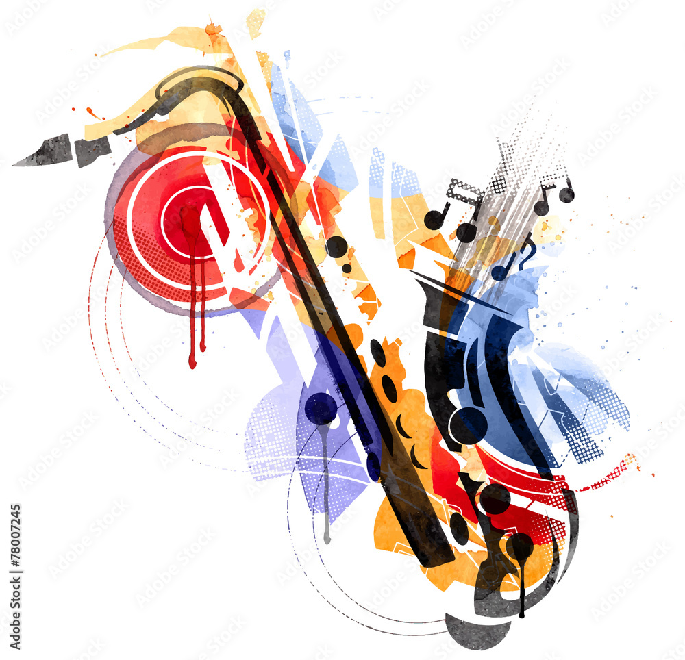 Wall mural art of sax