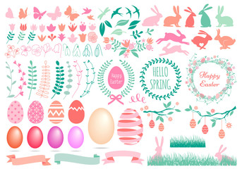 Happy Easter, set of vector design elements