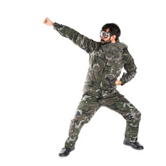 Soldier with pilot hat