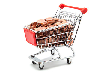 carro de la compra con monedas
