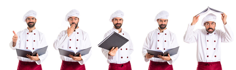 Chef reading a book