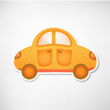 Cute Vector Orange Toy Car Icon Isolated