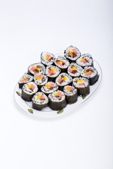 sushi fresh maki rolls isolated on white background