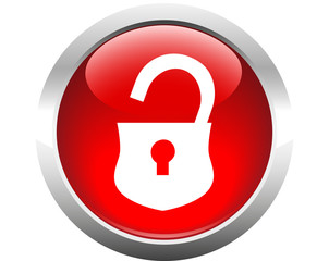 Opened lock button for web. Vector.