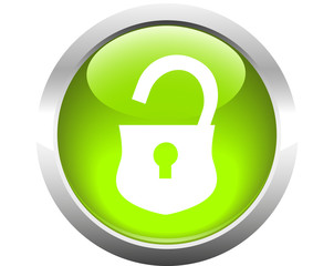Opened lock button for web. Vector.