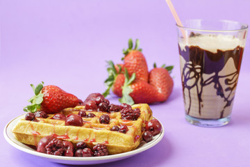 waffles with red berries
