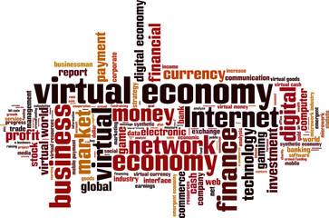 Virtual economy word cloud concept. Vector illustration