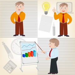 Conceptual illustration of a business idea from inception to imp