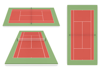 Set of tennis court different of view