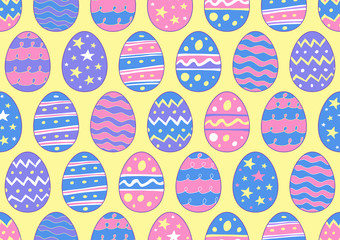 Hand Drawn Easter Eggs in a Seamless Pattern