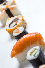 plain isolated mixed sushi rolls