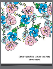 decorative background  flowers  and the text on gray background